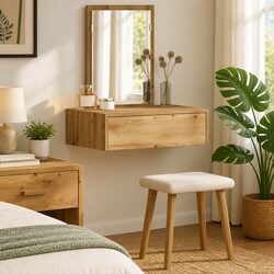 Engineered Wood Vanity Table with Mirror and Drawers