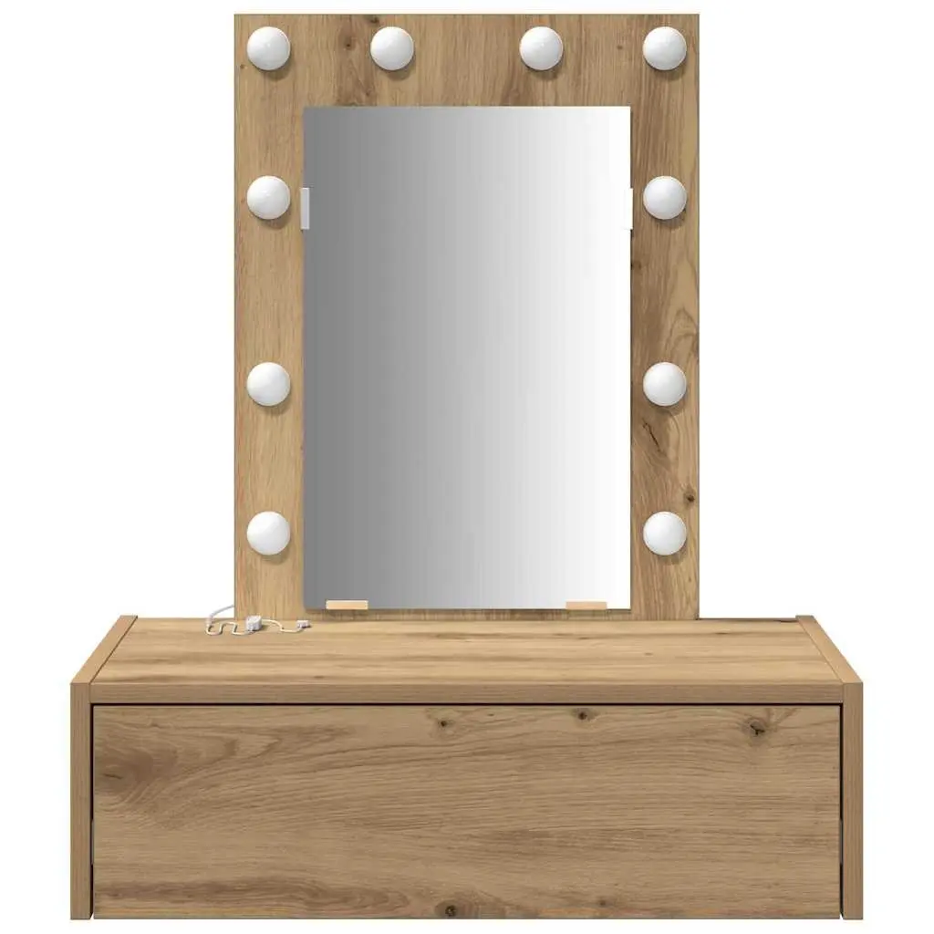 Dressing Table Modern Minimalist Brown Engineered Wood Storage 60 x 40 x 70 cm