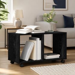 End Table in Black Oak Engineered Wood 72cm Dimensions