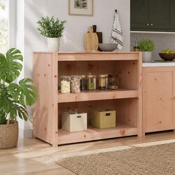 Brown Oak Kitchen Cabinet with Board Shelves 106x55x92cm