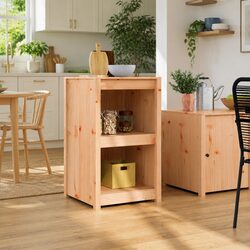 Minimalist Kitchen Cabinet in Brown Oak with Board Shelves