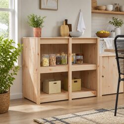 Brown Oak Kitchen Storage Cabinet 106 x 55 x 92 cm