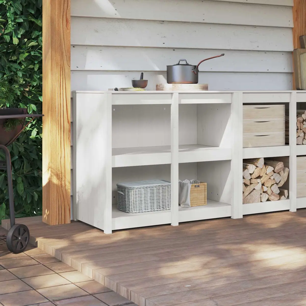 Kitchen Cabinet Modern Storage Unit Warm White 106 x 55 x 92 cm