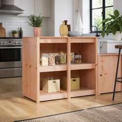 Brown Oak Kitchen Cabinet with Solid Pine Construction