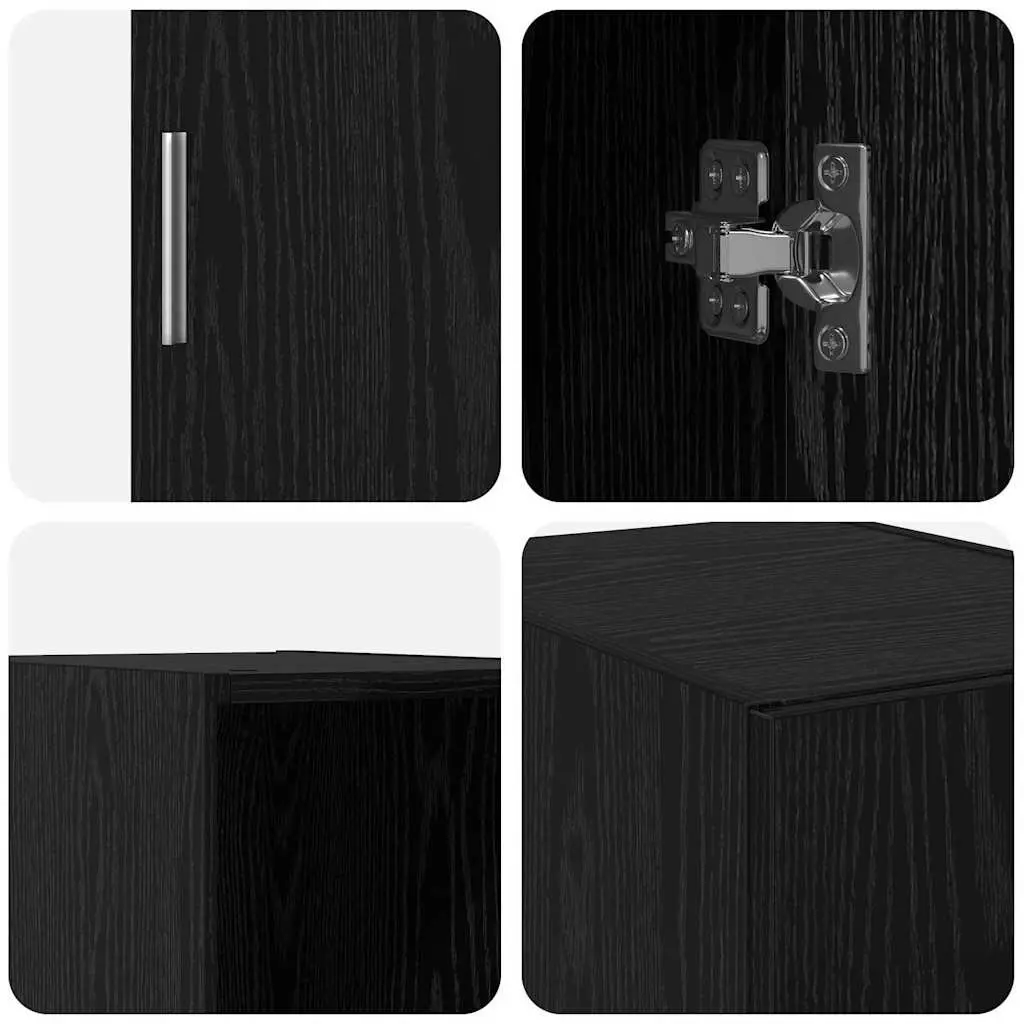 Wall-Mounted Cabinet Space Saving Black Oak Storage Furniture 30 x 42.5 x 39.5 cm