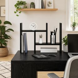 Black Oak Engineered Wood Desk Organiser for Office Use 50cm
