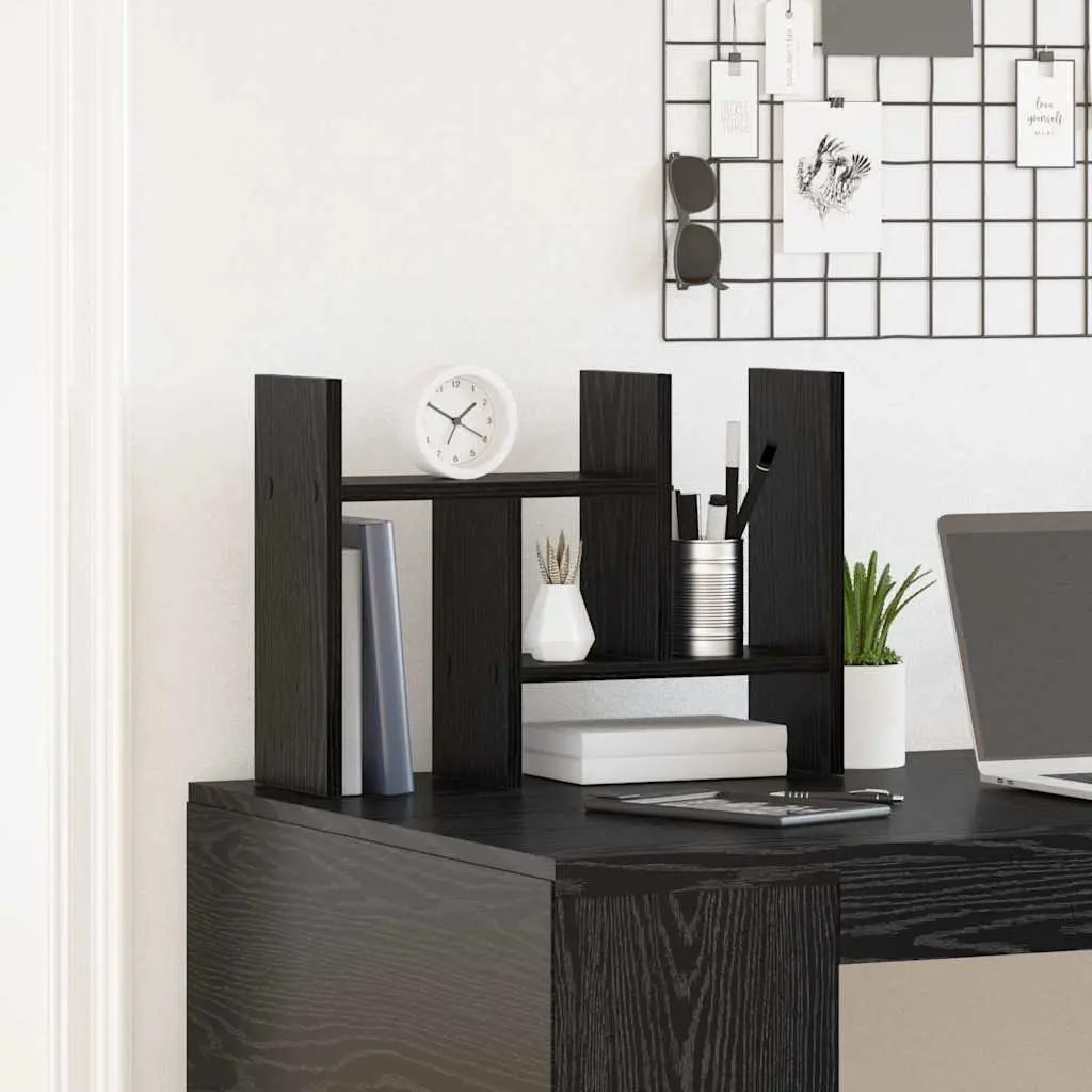 Desk Organiser Engineered Wood Compact Black Oak 50cm