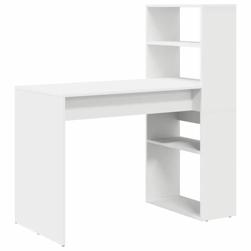 Study Desk with Shelves Modern 113x54x120cm White