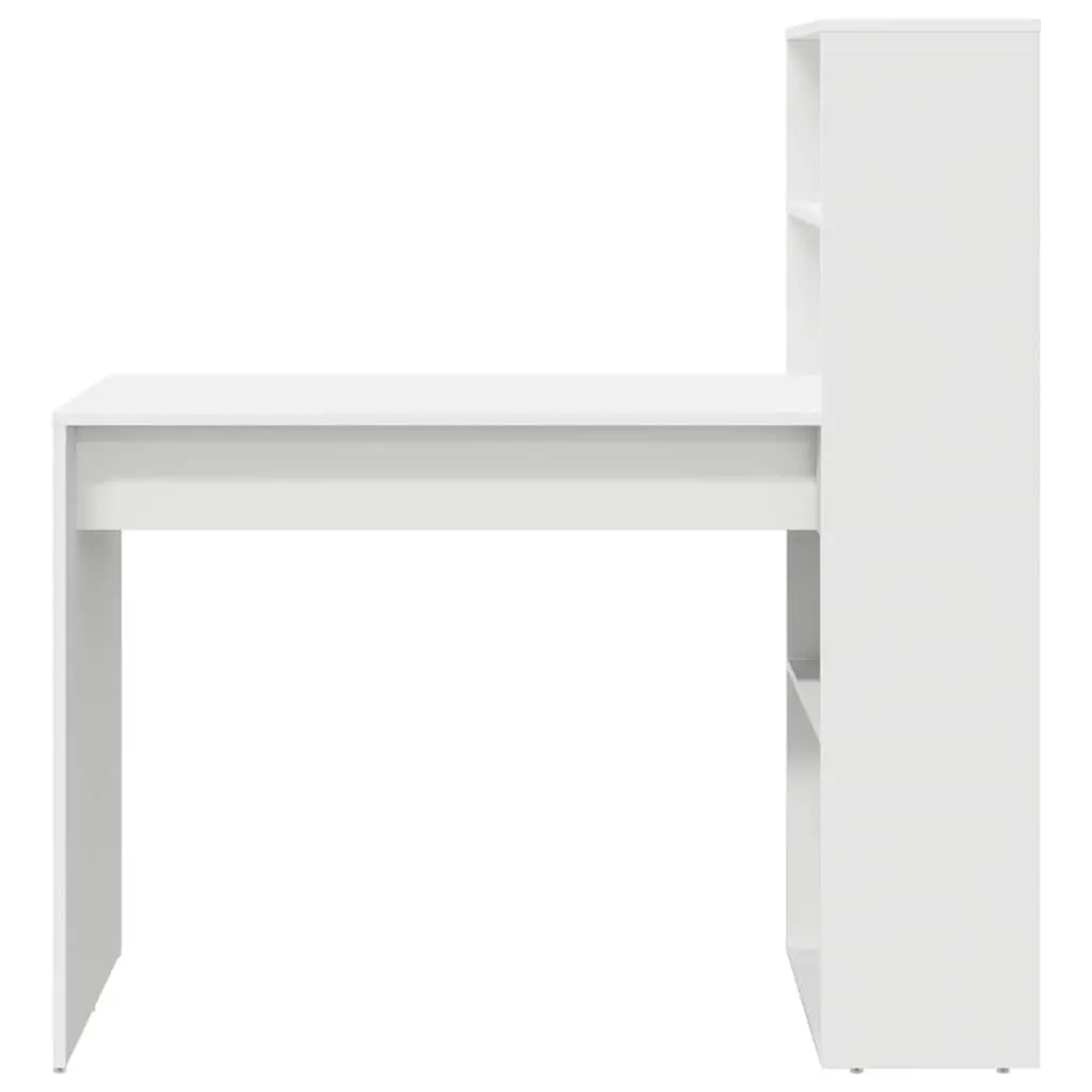 Study Desk with Shelves Modern 113x54x120cm White