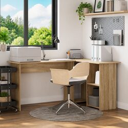 Corner Desk with Shelf, Sonoma Oak Brown Finish