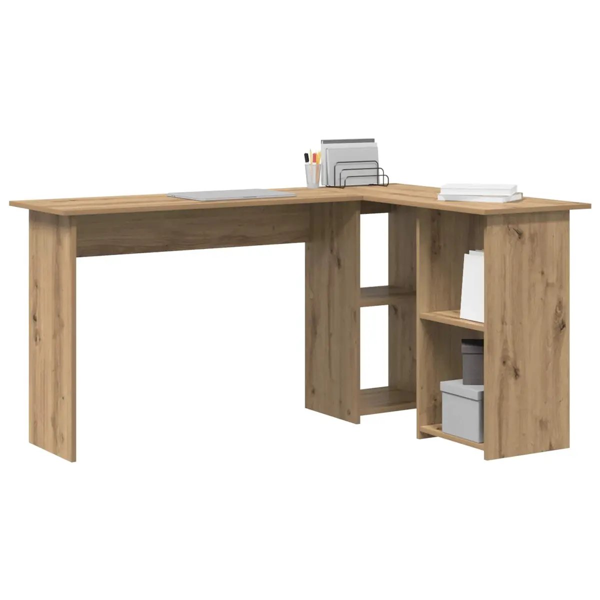 Corner Desk Engineered Wood Modern Workspace Brown 142 x 102 x 73 cm