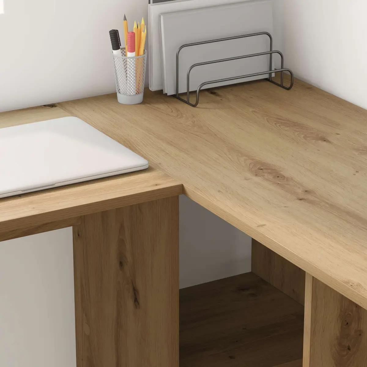 Corner Desk Engineered Wood Modern Workspace Brown 142 x 102 x 73 cm