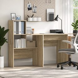 Engineered Wood Desk with Shelving in Sonoma Oak