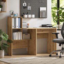 Engineered Wood Desk with Built-In Shelves for Workspace