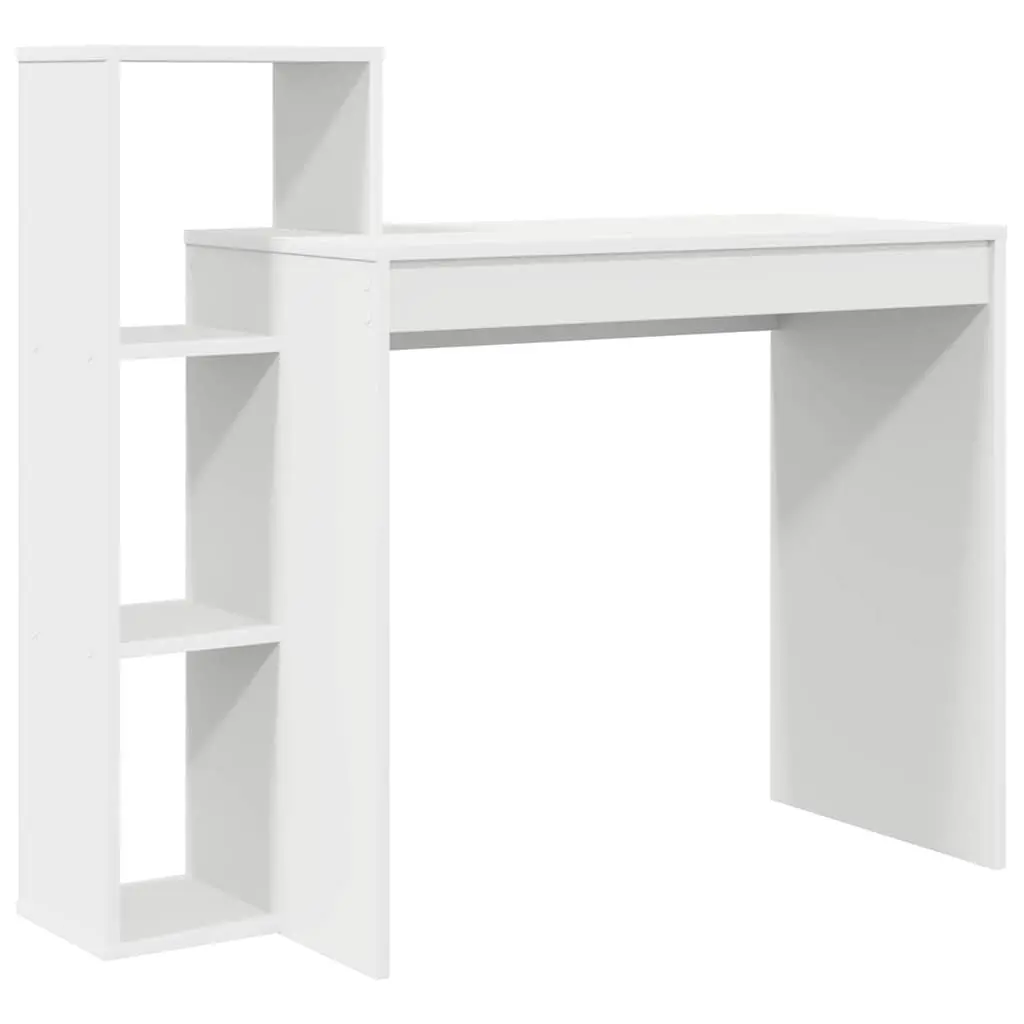 Desk with Shelf Modern Engineered Wood White Rectangular 100 x 40 x 90 cm
