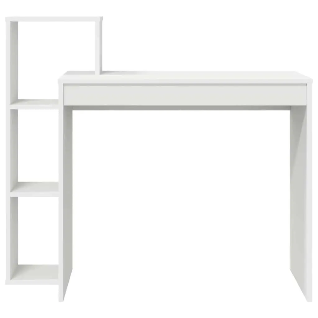 Desk with Shelf Modern Engineered Wood White Rectangular 100 x 40 x 90 cm