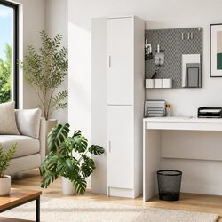 Engineered Wood Highboard Storage Cabinet in White