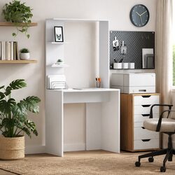 White Writing Desk with Shelves for Office Storage