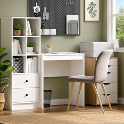 Efficient White Writing Desk with Engineered Wood Structure