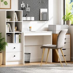 Compact Writing Desk in White Engineered Wood