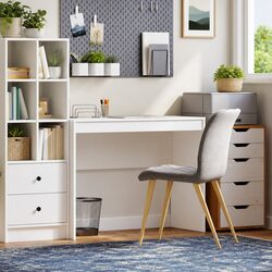 White Writing Desk with Engineered Wood Construction 100x40x76cm