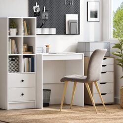 Engineered White Writing Desk with Minimalist Design