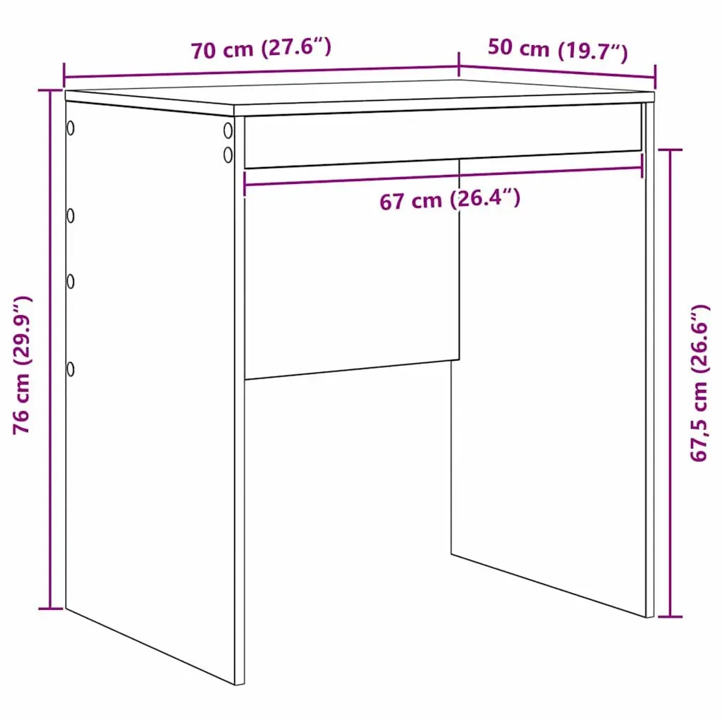 Writing Desk Compact Engineered Wood 70 x 50 x 76 cm White