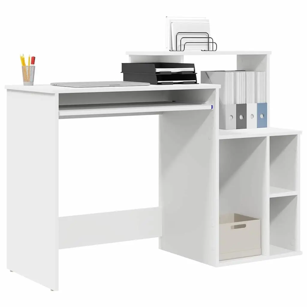 Desk with Drawer Engineered Wood Modern Home Office 120.5 x 44 x 88.5 cm White
