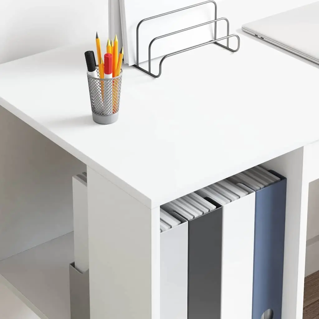 Desk with Shelf Spacious White 130 x 50.5 x 75 cm Storage Office Computer Workspace
