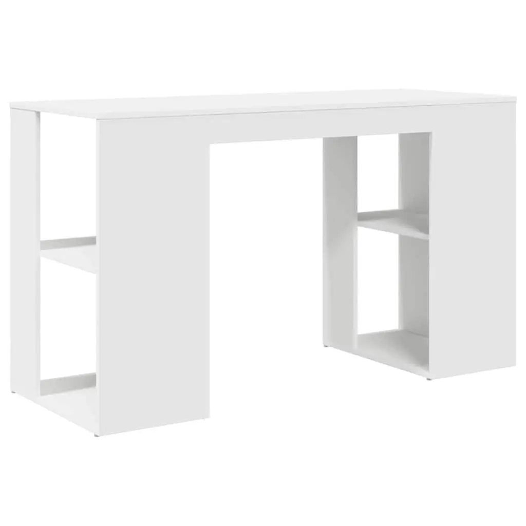 Desk with Shelf Spacious White 130 x 50.5 x 75 cm Storage Office Computer Workspace