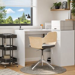 White Office Desk with Shelves, Engineered Wood, 102x50x75cm