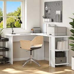 Engineered Wood Corner Desk White 140 x 113.5 x 75 cm