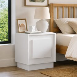 Compact White Bedside Cabinet with LED and USB Ports