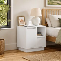 Set of 2 White Engineered Wood Bedside Cabinets