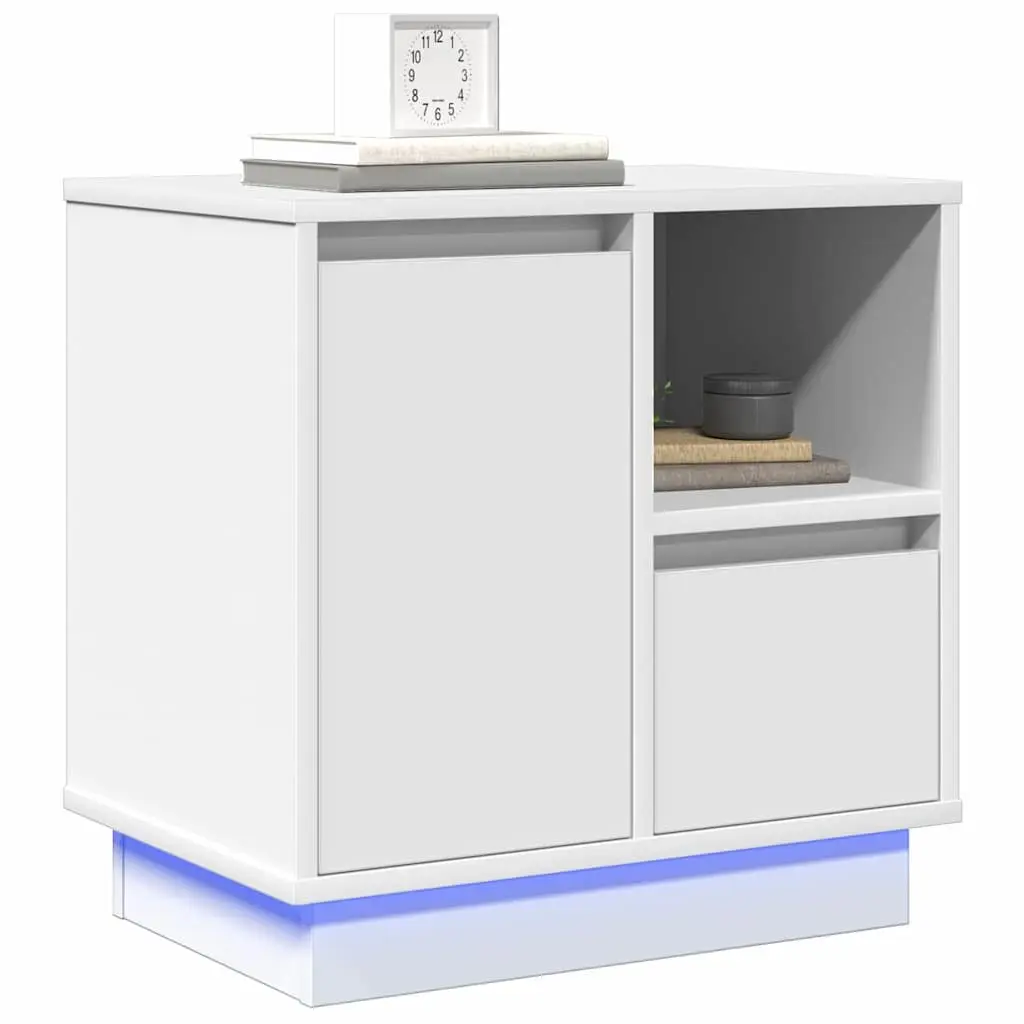 Bedside Cabinet Storage White Engineered Wood 50 x 34.5 x 50 cm Pair