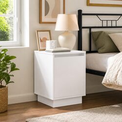 White Engineered Wood Bedside Cabinets with LED Lighting