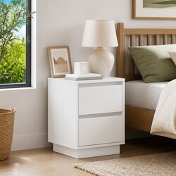 White Bedside Cabinet Set 39 x 34.5 x 50 cm with USB Charging