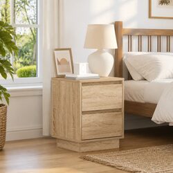 Set of 2 Brown Bedside Cabinets with Integrated USB LED Lights