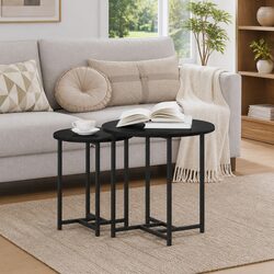 Industrial Nesting Side Table Set - Black Finish