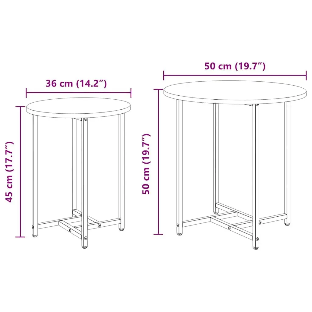 Nesting Side Table Set 2 Pieces Industrial Accent Tables Black
