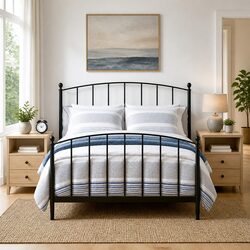 Functional Bedside Cabinet Set Black 30 x 60 x 60 cm