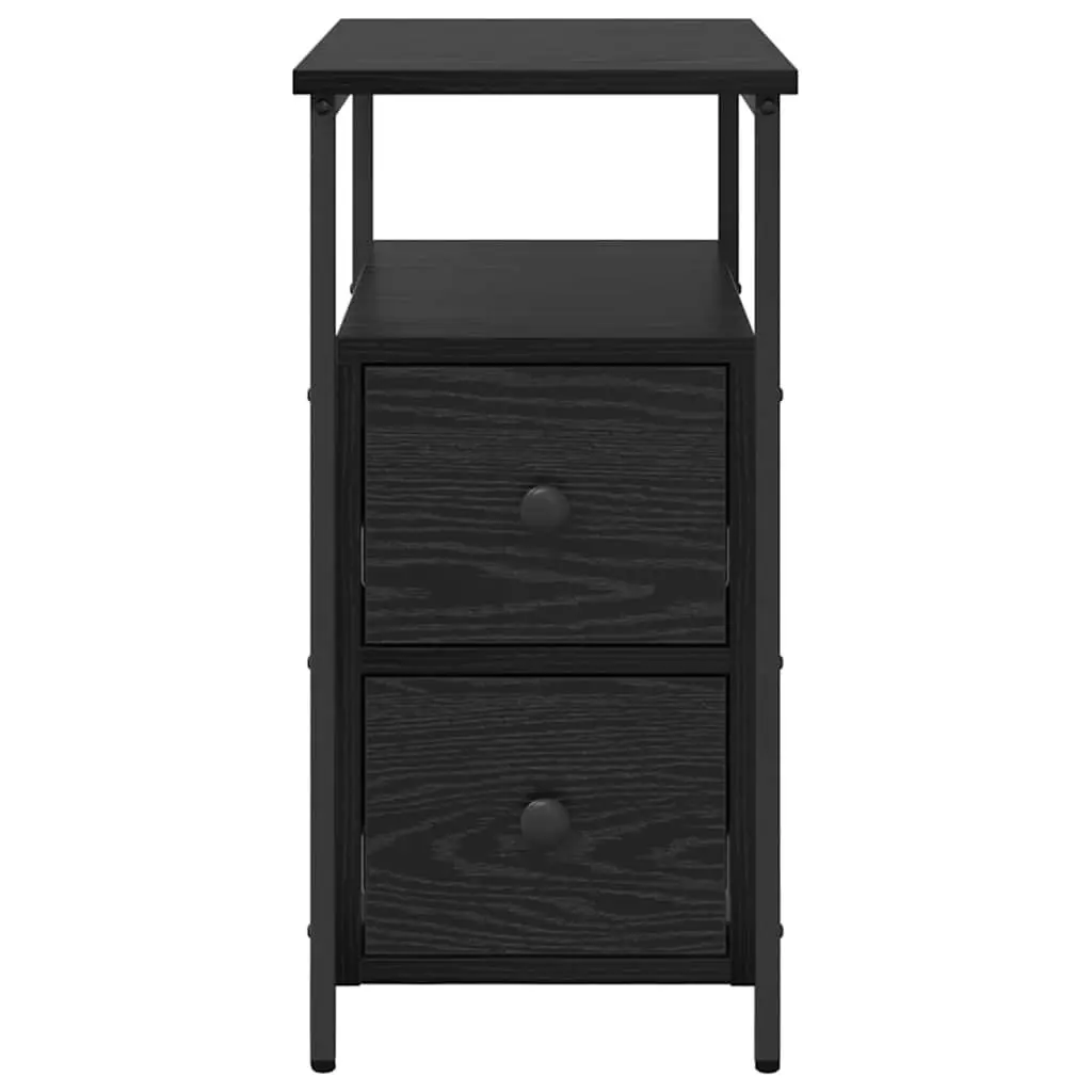 Bedside Cabinet Storage Shelf Drawer 30 x 60 x 60 cm Black 2 Pieces