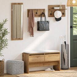 Entryway Organiser Set with Storage Bench, Mirror, and Coat Racks