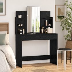 Black Dressing Table with Mirror: Practical Vanity Unit
