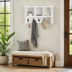 Efficient Wall-Mounted Coat Rack with Shelves and Hooks