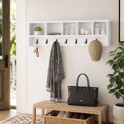 Engineered Wood Wall-Mounted Coat Rack with Hooks and Shelves
