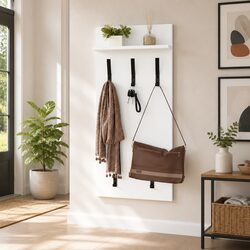 Wall-Mounted Coat Rack in White Engineered Wood