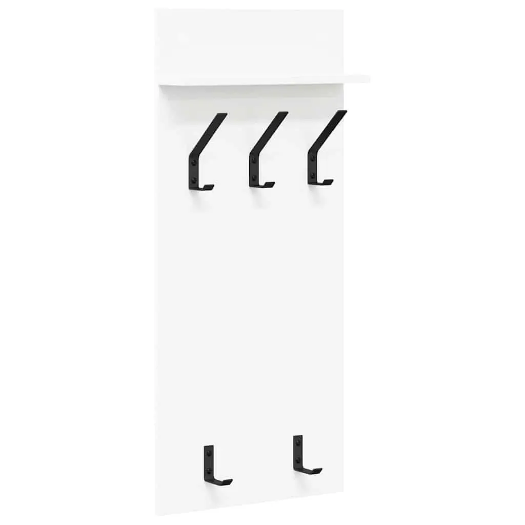 Wall-Mounted Coat Rack Engineered Wood Storage 40x10x90cm White