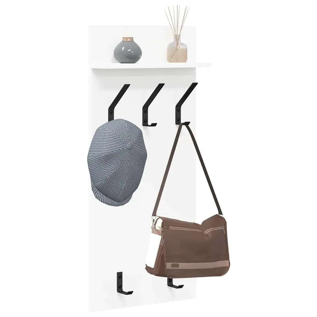 Wall-Mounted Coat Rack Engineered Wood Storage 40x10x90cm White