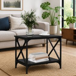 Engineered Wood Coffee Table with Steel Frame